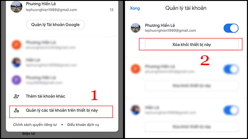 Chọn tài khoản bạn muốn đăng xuất